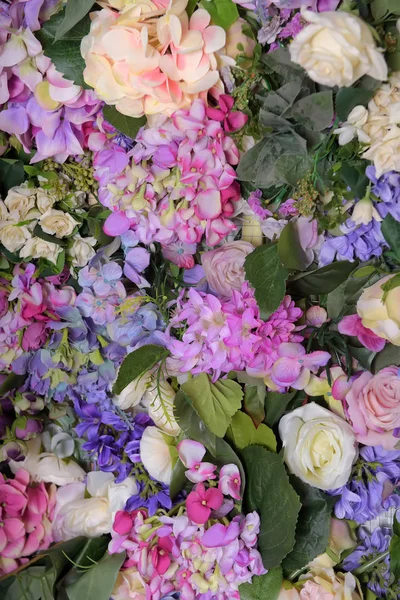 Wand aus rosa und lila Blüten — Stockfoto
