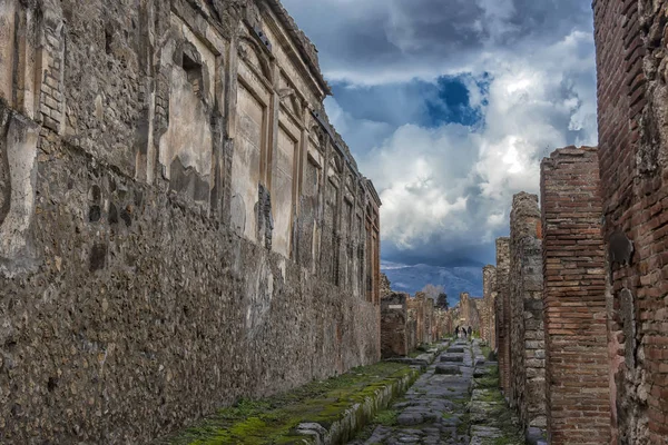 Archeologische ruïnes van de oude Romeinse stad, Pompeii, was destroye — Stockfoto
