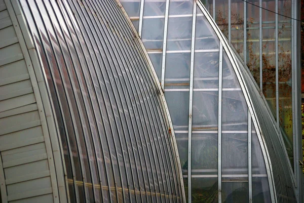 Здание ботанического сада, стеклянная теплица фасада. Винтаж — стоковое фото