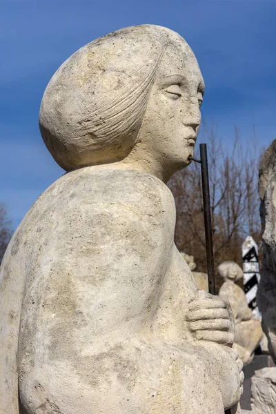 Музей скульптурного парка, много белых скульптур под открытым небом — стоковое фото