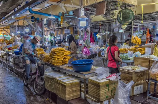 Nombre del mercado de flores "Pak Klong Talad" Hay muchos hermosos un —  Fotos de Stock