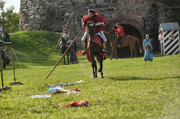 Historische Rekonstruktion der Legenden der nordischen Wikinger. a — Stockfoto