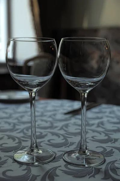 Two Empty Glasses Next Table — Stock Photo, Image