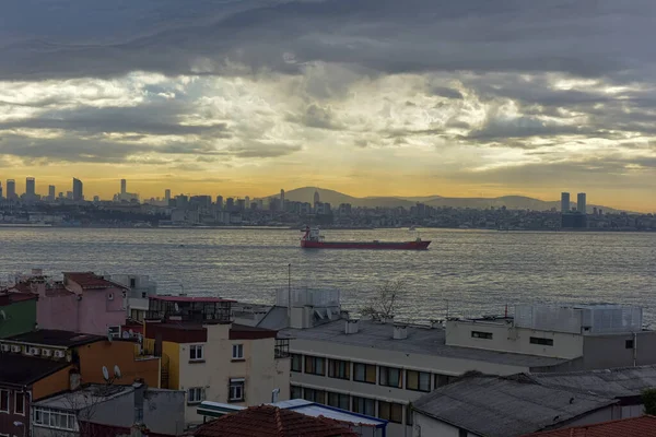 Turquie Istanbul 2018 Coucher Soleil Sur Ville Vue Sur Borfort — Photo