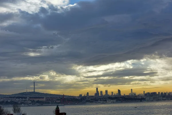 Turquia Istambul 2018 Pôr Sol Sobre Cidade Vista Borfort Áreas — Fotografia de Stock