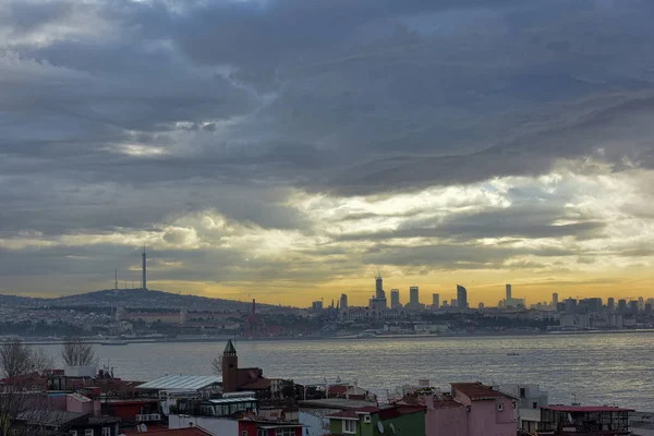 Turquie Istanbul 2018 Coucher Soleil Sur Ville Vue Sur Borfort — Photo