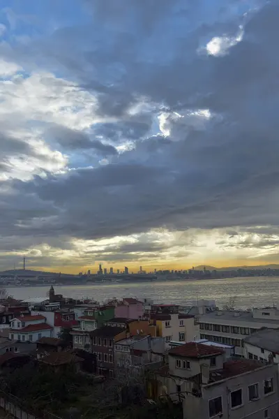 Turquie Istanbul 2018 Coucher Soleil Sur Ville Vue Sur Borfort — Photo