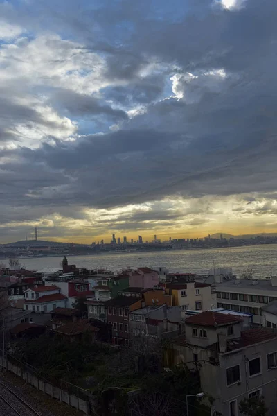 Turquie Istanbul 2018 Coucher Soleil Sur Ville Vue Sur Borfort — Photo