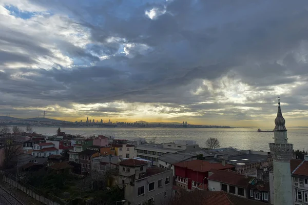 Turquie Istanbul 2018 Coucher Soleil Sur Ville Vue Sur Borfort — Photo