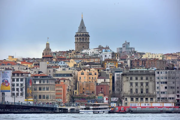 Turecko Istanbul 2018 Pohled Věž Galata Istanbulu Deštivého Počasí Turecko — Stock fotografie