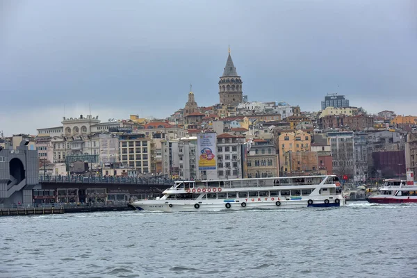 Turecko Istanbul 2018 Pohled Věž Galata Istanbulu Deštivého Počasí Turecko — Stock fotografie