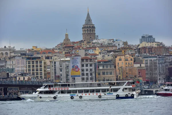 Turecko Istanbul 2018 Pohled Věž Galata Istanbulu Deštivého Počasí Turecko — Stock fotografie