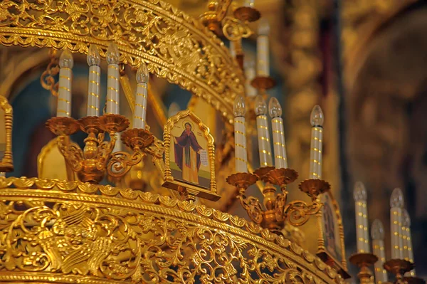 Russia Pskov 2019 Interior Icons Holy Trinity Cathedral — Stock Photo, Image