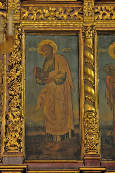 Rosja Psków 2019 Wnętrze Ikony Katedry Trójcy Świętej — Zdjęcie stockowe
