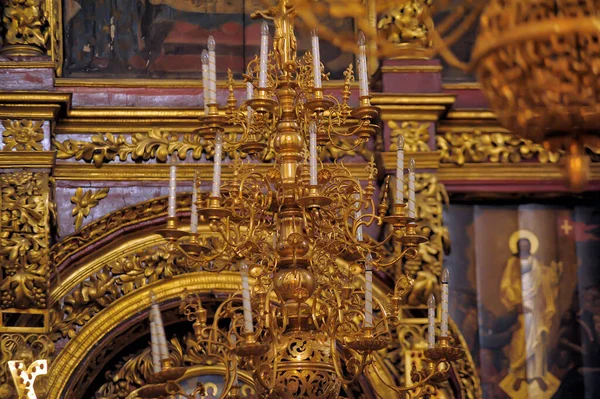 Rússia Pskov 2019 Interior Ícones Catedral Santíssima Trindade — Fotografia de Stock