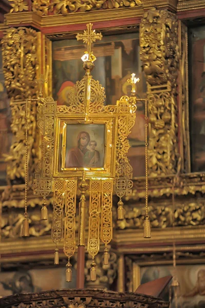 Ryssland Pskov 2019 Interiör Och Ikoner Den Heliga Treenighetens Katedral — Stockfoto