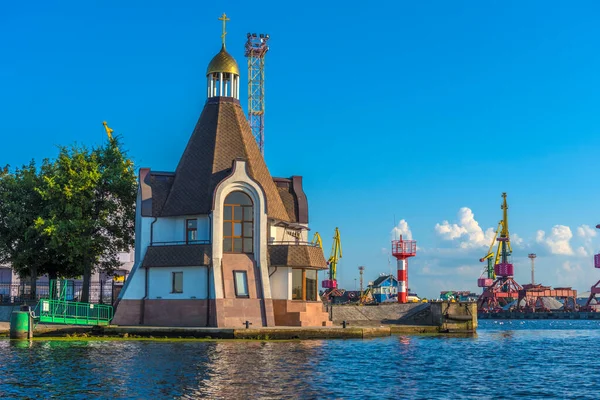 Kaliningrad Russia 2020 Świątynia Prałata Mikołaja Cudotwórcy Terytorium Portu Morskiego — Zdjęcie stockowe