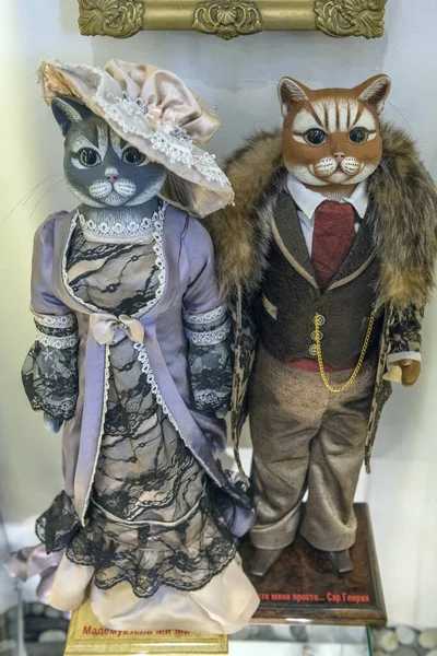 Zelenogradsk ロシア 2020 博物館猫博物館 クランツの水の塔でアート猫のコレクション 猫とお土産 人形やおもちゃ — ストック写真