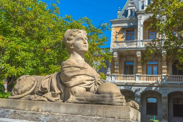 Crimeia Yalta 2020 Escultura Mulher Esfinge Palácio Massandra Yalta Crimeia — Fotografia de Stock