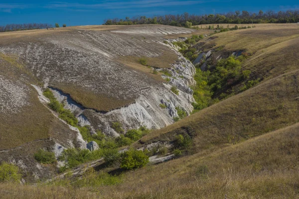 Cantera Tiza Divnogorie Estos Lugares Espesor Capa Tiza Alcanza Los —  Fotos de Stock