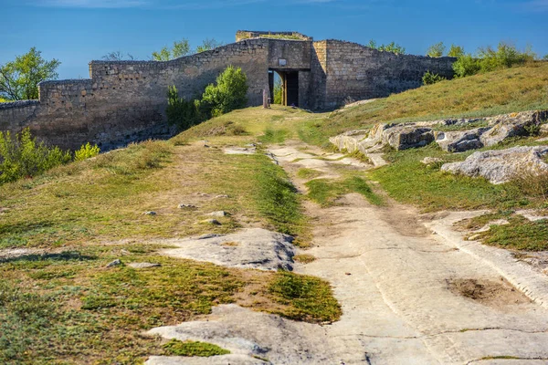 Kırım Bakhchisarai 2020 Bir Ortaçağ Kale Kentinin Kalıntıları Diğer Kaynaklara — Stok fotoğraf