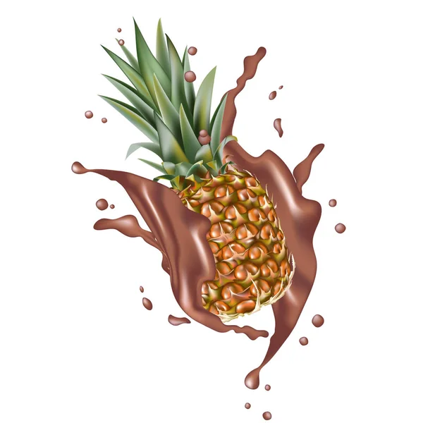 Pineapple Vector Realistic Splash Design Elements Packaging Splashing Falling Ananas — Stock Vector