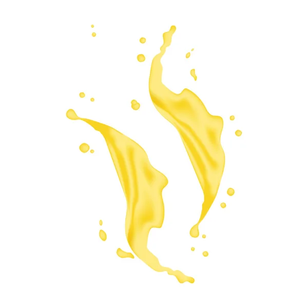 Realista Retorcido Jugo Piña Salpicadura Leche Con Gotas Aislado Ananas — Vector de stock