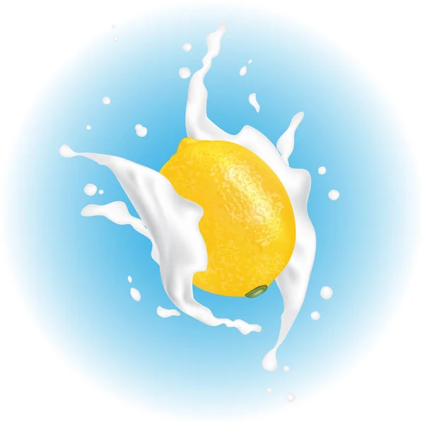 Juice Milk Yogurt Lemon Lime Splashing Juicy Lemon Lime Splash — Stock Vector