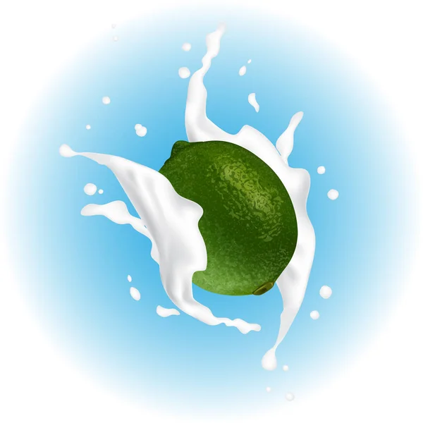 Juice Milk Yogurt Lemon Lime Splashing Templat Vektor Pengemasan Lemon - Stok Vektor