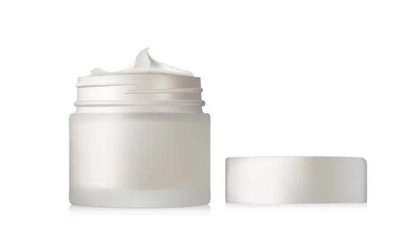 Jar Perak Mutiara Krim Wajah Kontainer Kosmetik Yang Realistis Untuk - Stok Vektor
