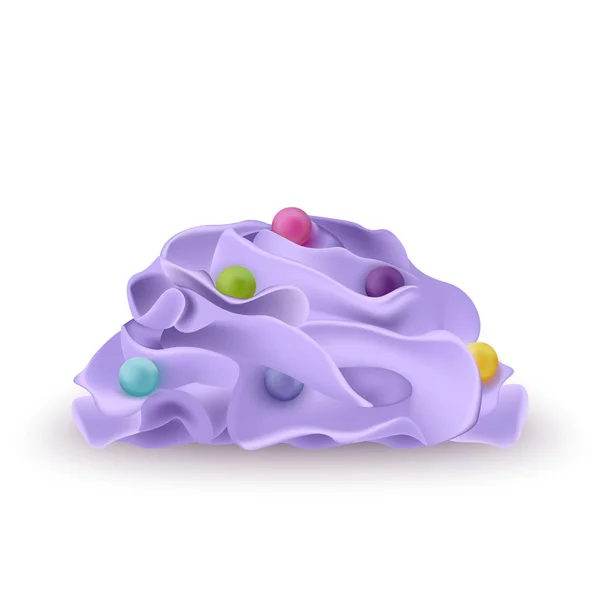Schlagsahne Für Eis Joghurt Cupcake Kuchen Mit Bunten Realistischen Perlen — Stockvektor