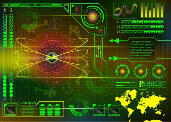 Технологія Концепція Hud Елементів Графічного Дизайну Атом Дисплей Монітора Футуристичний — стоковий вектор