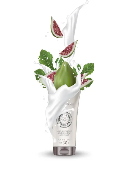 Biologische Cosmetische Luxeverpakkingen Plastic Buis Cosmetica Crème Tijdschriftadvertenties Product Met — Stockvector