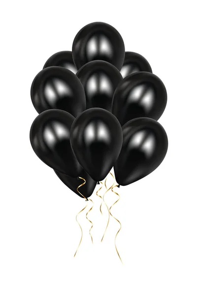 Gerçekçi 3d siyah balon vektör çizim. EPS 10. Renkli parlak Ballon. Balonlar izole mockup yıldönümü, Doğum günü partisi için ayarlayın. Tasarım öğesi. Düğün, dekorasyon başlatma.