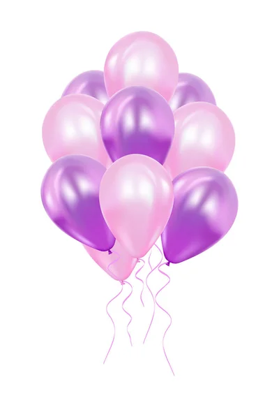 Valósághű Lila Ballons Vektoros Illusztráció Eps Színes Fényes Ballon Lufi — Stock Vector
