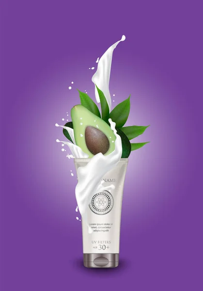 Modèle de magazine de bannière d'avocat cosmétique pour les produits de soins de la peau — Image vectorielle