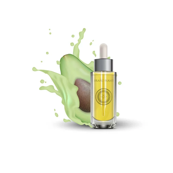 Realistické 3d silice ze kosmetiku láhev. Vysmívat se láhev, prostřednictvím — Stockový vektor