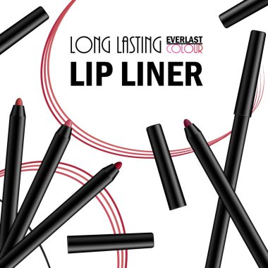 Kozmetik prim tanıtımı için güzel dudak liner poster