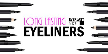 Kozmetik tanıtımı için Güzel Eyeliner Kalem Seti Afiş 