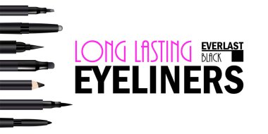 Kozmetik tanıtımı için Güzel Eyeliner Kalem Seti Afiş 