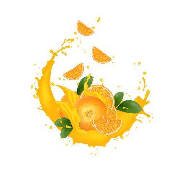 Meyve suyu süt yoğurt sıçrama d taze 3d gerçekçi portakal dilimleri