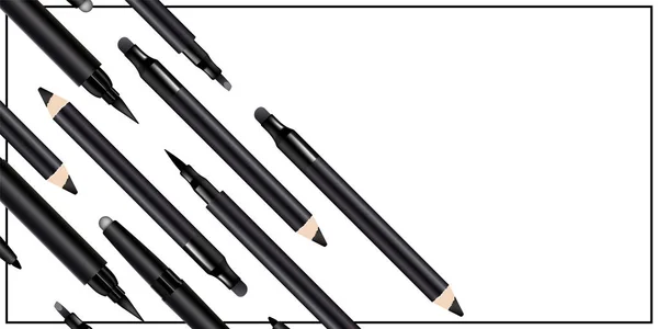 Όμορφη αφίσα σετ πένας με μολύβι για την προώθηση των καλλυντικών — Διανυσματικό Αρχείο