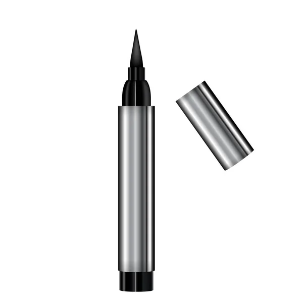 Matita modello Eyeliner 3d. Trucca una penna realistica. Fodera. Crayo. — Vettoriale Stock