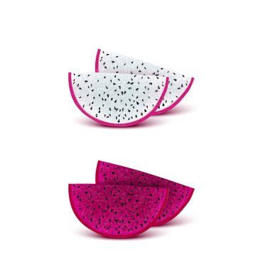 Kırmızı ejderha meyvesi, bütün meyve ve yarısı. Iyileşmek için tropikal meyveler