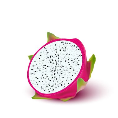 Kırmızı ejderha meyvesi, bütün meyve ve yarısı. Iyileşmek için tropikal meyveler