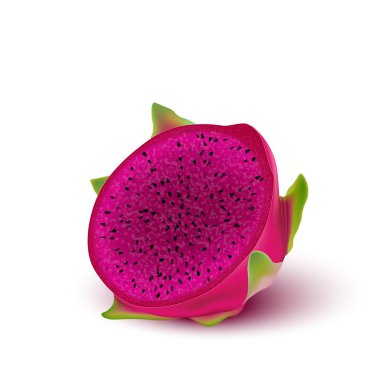 Kırmızı ejderha meyvesi, bütün meyve ve yarısı. Iyileşmek için tropikal meyveler