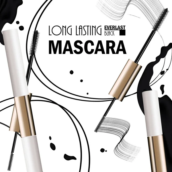 Belle affiche pour la promotion du mascara premium cosmétique p — Image vectorielle