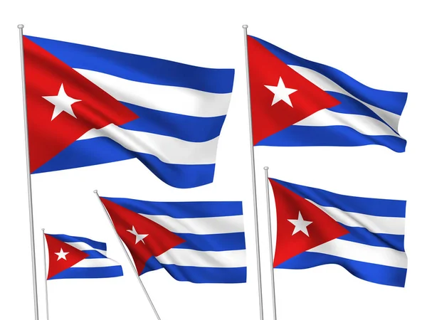 Kuba Vektoros Zászlók Beállítása Hullámos Szövet Árbocszalagok Szél Csapkodott Színátmenetes — Stock Vector