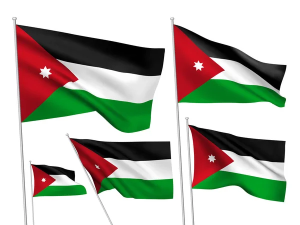 Bandeiras Vetoriais Jordan Definidas Diferentes Bandeiras Tecido Ondulado Balançando Vento —  Vetores de Stock