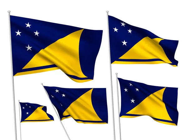 Tokelau Vector Flags Set Different Wavy Fabric Flags Fluttering Wind — Stock Vector